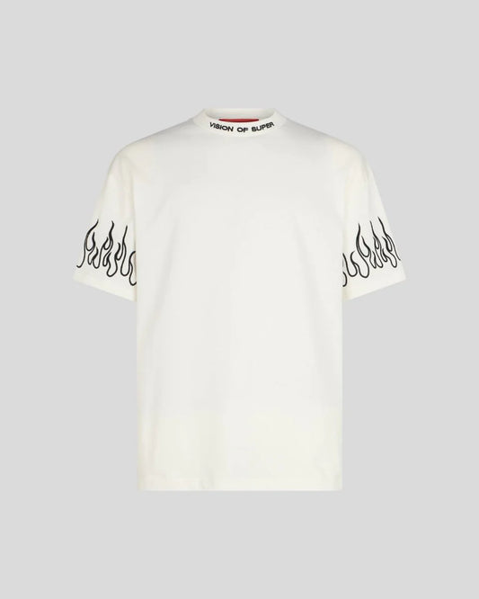 T-shirt Flame Ricamo, White - Vision Of Super